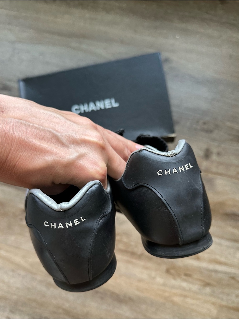 CHANEL Black Leather Sneakers - Picture 8 of 12